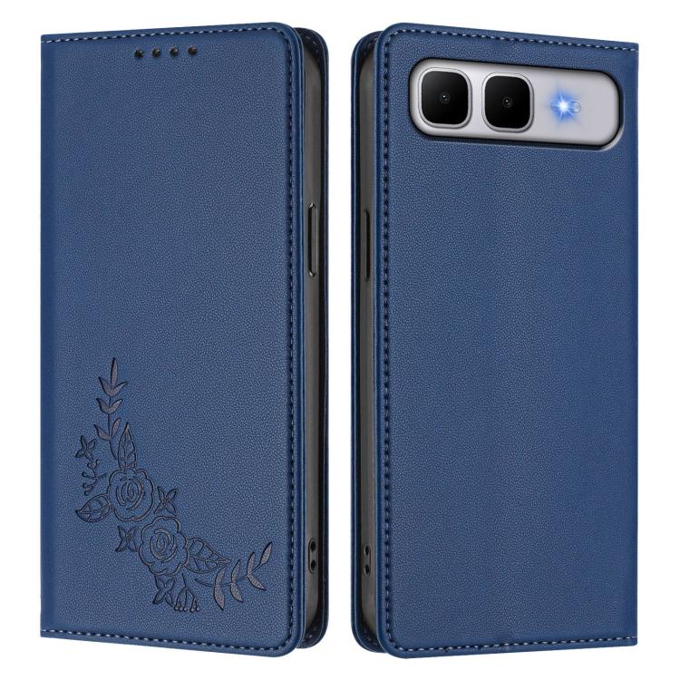 For Infinix Smart 10 Plus 4G Peony Embossed Magnetic RFID Vegan Leather Phone Case