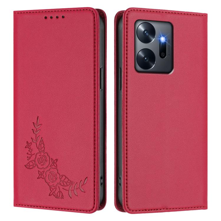 For Infinix Zero 20 Peony Embossed Magnetic RFID Vegan Leather Phone Case