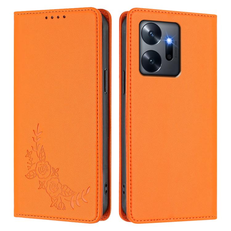 For Infinix Zero 20 Peony Embossed Magnetic RFID Vegan Leather Phone Case