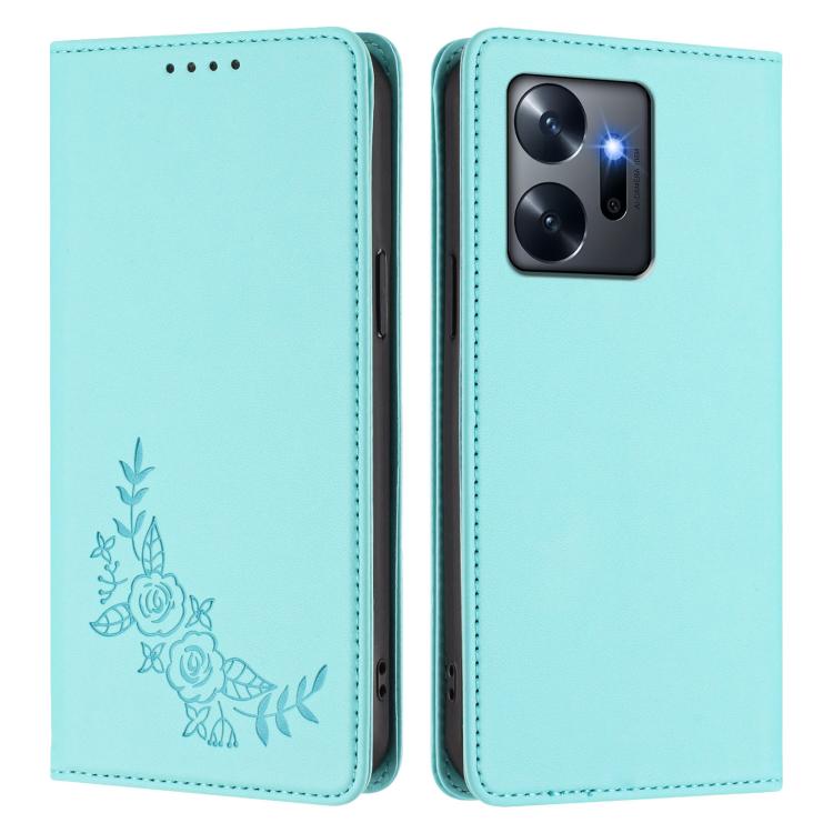 For Infinix Zero 20 Peony Embossed Magnetic RFID Vegan Leather Phone Case