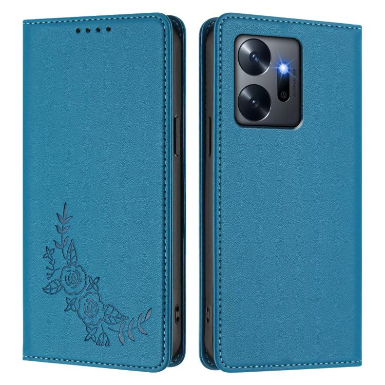 For Infinix Zero 20 Peony Embossed Magnetic RFID Vegan Leather Phone Case