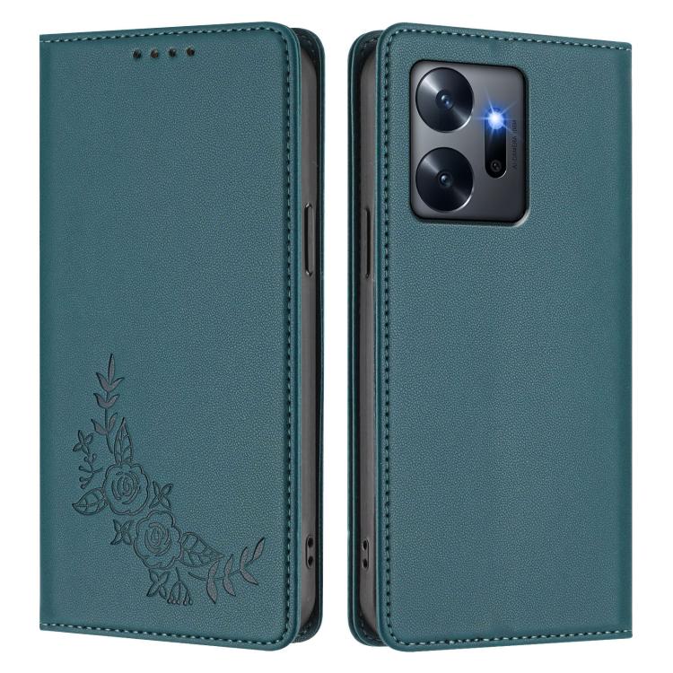 For Infinix Zero 20 Peony Embossed Magnetic RFID Vegan Leather Phone Case