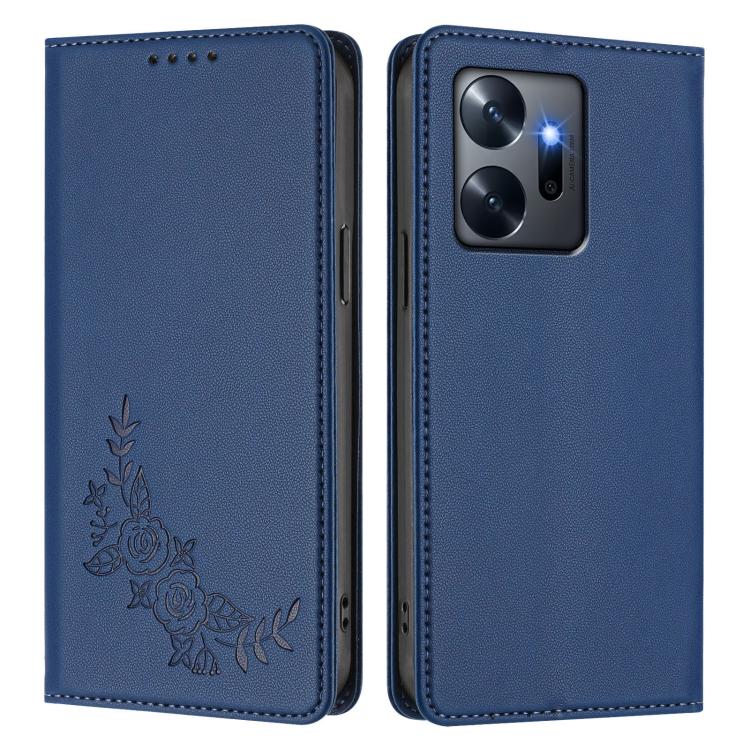 For Infinix Zero 20 Peony Embossed Magnetic RFID Vegan Leather Phone Case