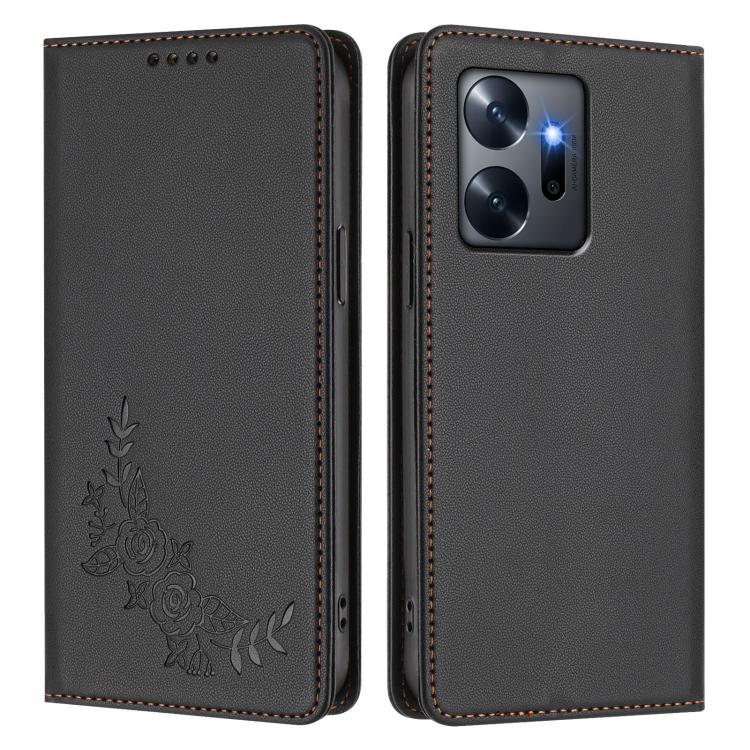 For Infinix Zero 20 Peony Embossed Magnetic RFID Vegan Leather Phone Case