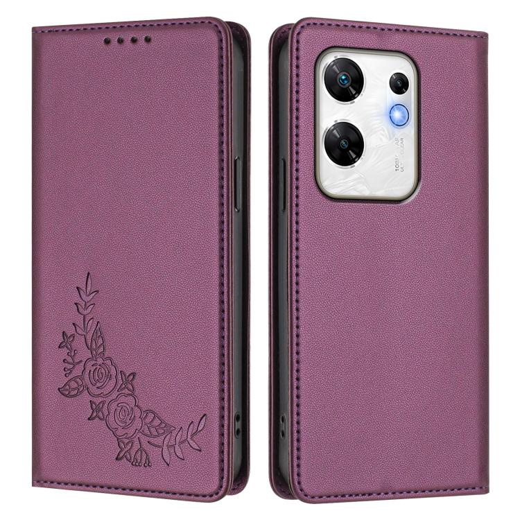 For Infinix Zero 30 4G Peony Embossed Magnetic RFID Vegan Leather Phone Case