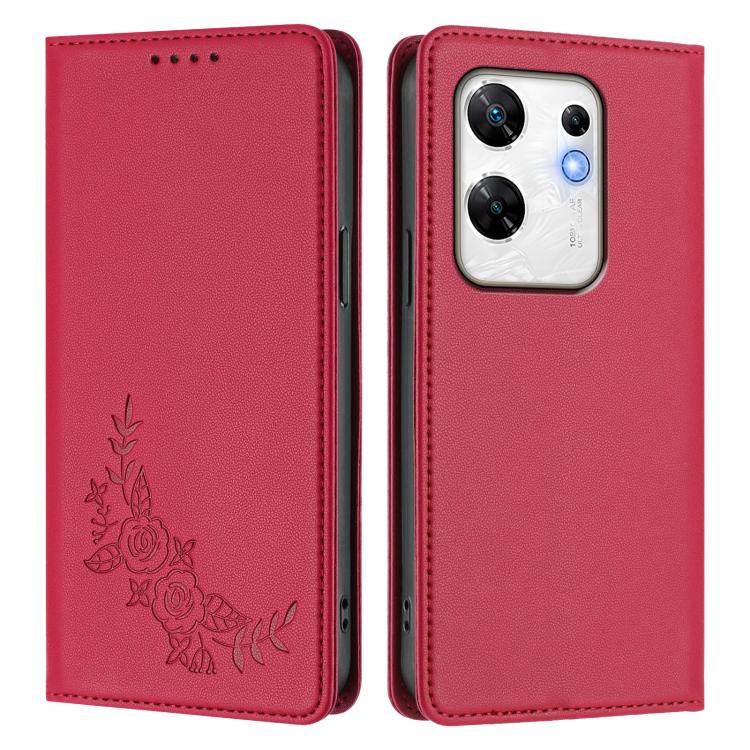 For Infinix Zero 30 4G Peony Embossed Magnetic RFID Vegan Leather Phone Case