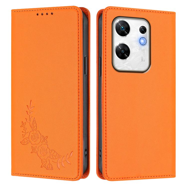 For Infinix Zero 30 4G Peony Embossed Magnetic RFID Vegan Leather Phone Case