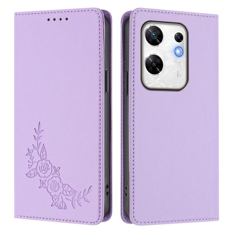 For Infinix Zero 30 4G Peony Embossed Magnetic RFID Vegan Leather Phone Case