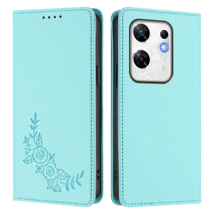 For Infinix Zero 30 4G Peony Embossed Magnetic RFID Vegan Leather Phone Case