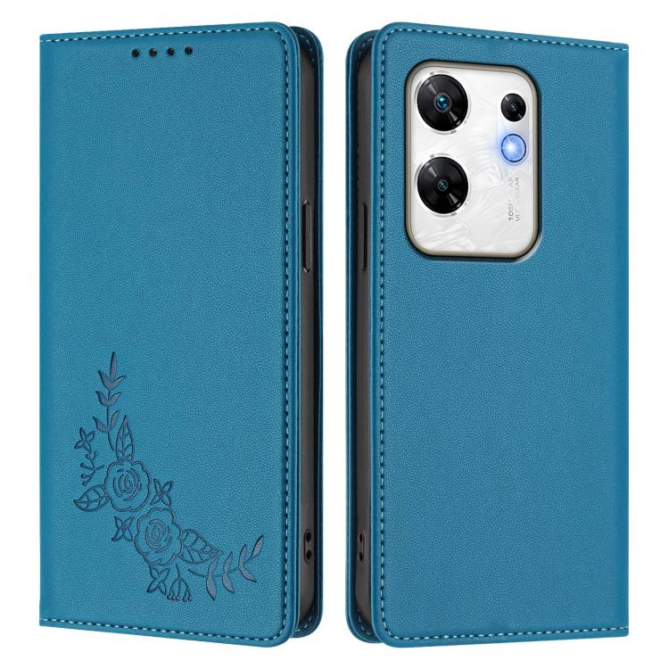 For Infinix Zero 30 4G Peony Embossed Magnetic RFID Vegan Leather Phone Case