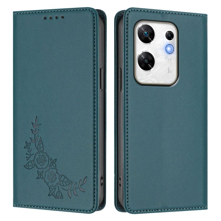 For Infinix Zero 30 4G Peony Embossed Magnetic RFID Vegan Leather Phone Case