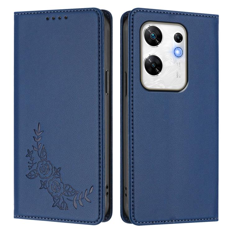 For Infinix Zero 30 4G Peony Embossed Magnetic RFID Vegan Leather Phone Case