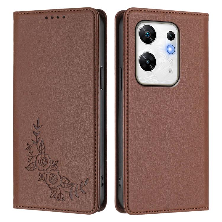 For Infinix Zero 30 4G Peony Embossed Magnetic RFID Vegan Leather Phone Case