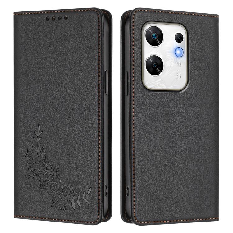 For Infinix Zero 30 4G Peony Embossed Magnetic RFID Vegan Leather Phone Case