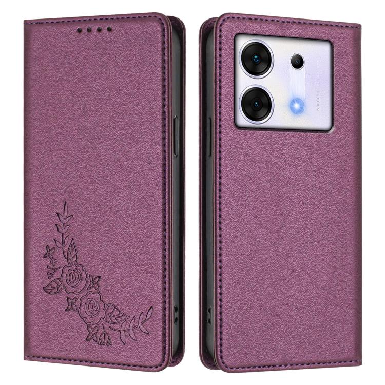 For Infinix Zero 30 5G Peony Embossed Magnetic RFID Vegan Leather Phone Case