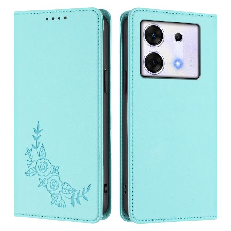 For Infinix Zero 30 5G Peony Embossed Magnetic RFID Vegan Leather Phone Case