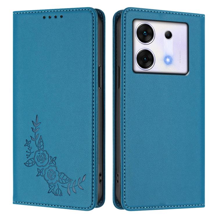 For Infinix Zero 30 5G Peony Embossed Magnetic RFID Vegan Leather Phone Case