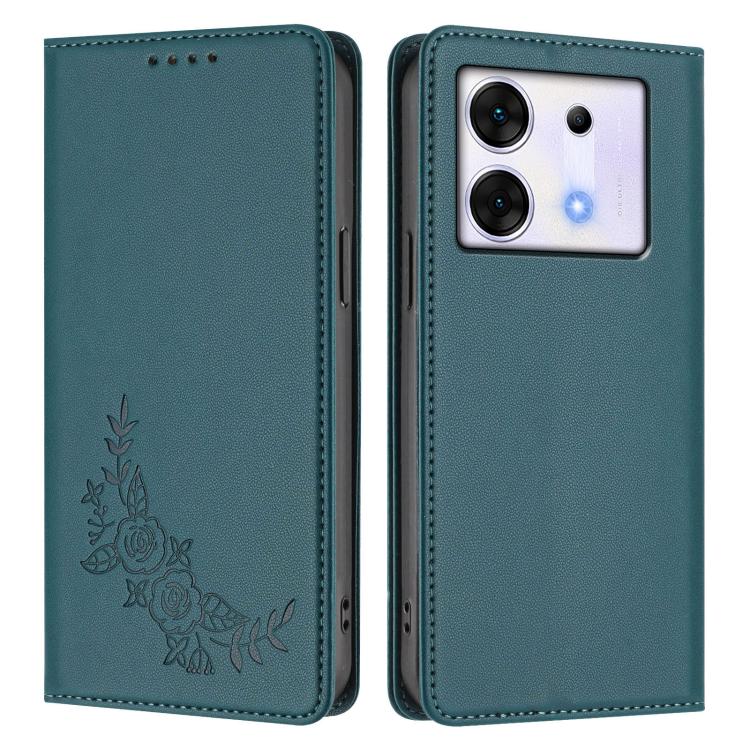 For Infinix Zero 30 5G Peony Embossed Magnetic RFID Vegan Leather Phone Case