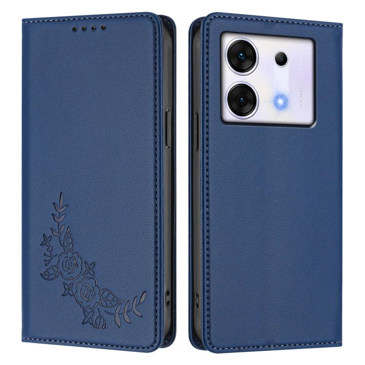 For Infinix Zero 30 5G Peony Embossed Magnetic RFID Vegan Leather Phone Case