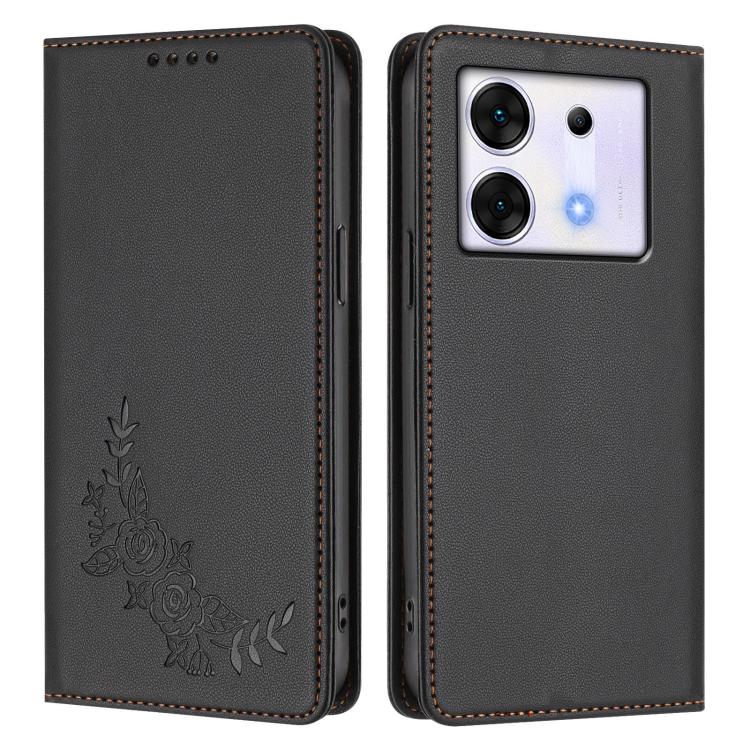 For Infinix Zero 30 5G Peony Embossed Magnetic RFID Vegan Leather Phone Case