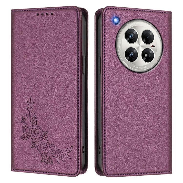 For Infinix Zero 40 4G / 5G Peony Embossed Magnetic RFID Vegan Leather Phone Case