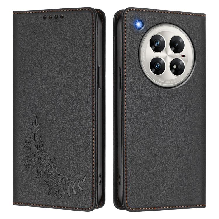 For Infinix Zero 40 4G / 5G Peony Embossed Magnetic RFID Vegan Leather Phone Case