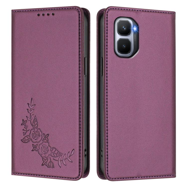 For Infinix GT 50 Pro 5G Peony Embossed Magnetic RFID Vegan Leather Phone Case