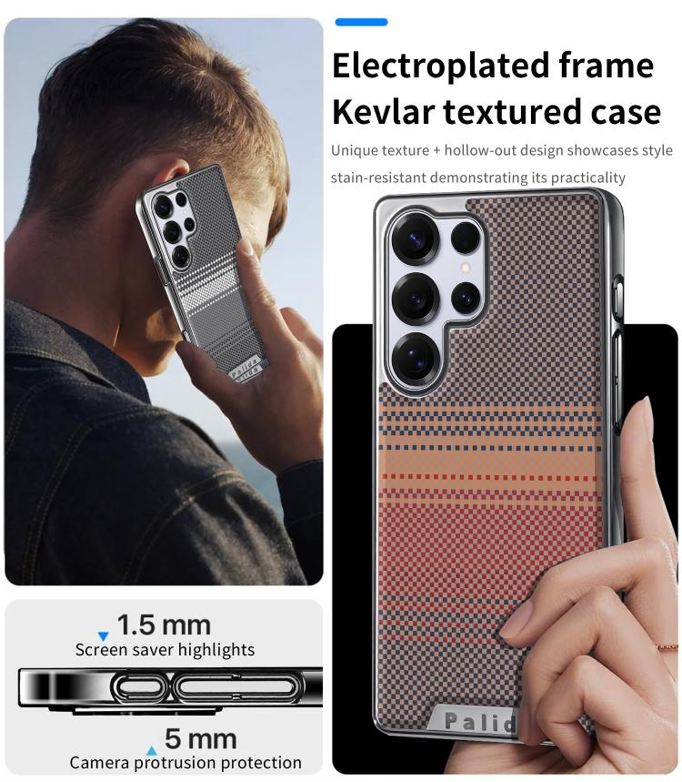 For Samsung Galaxy S24 5G Palida Electroplated Kevlar Texture Shockproof Phone Case