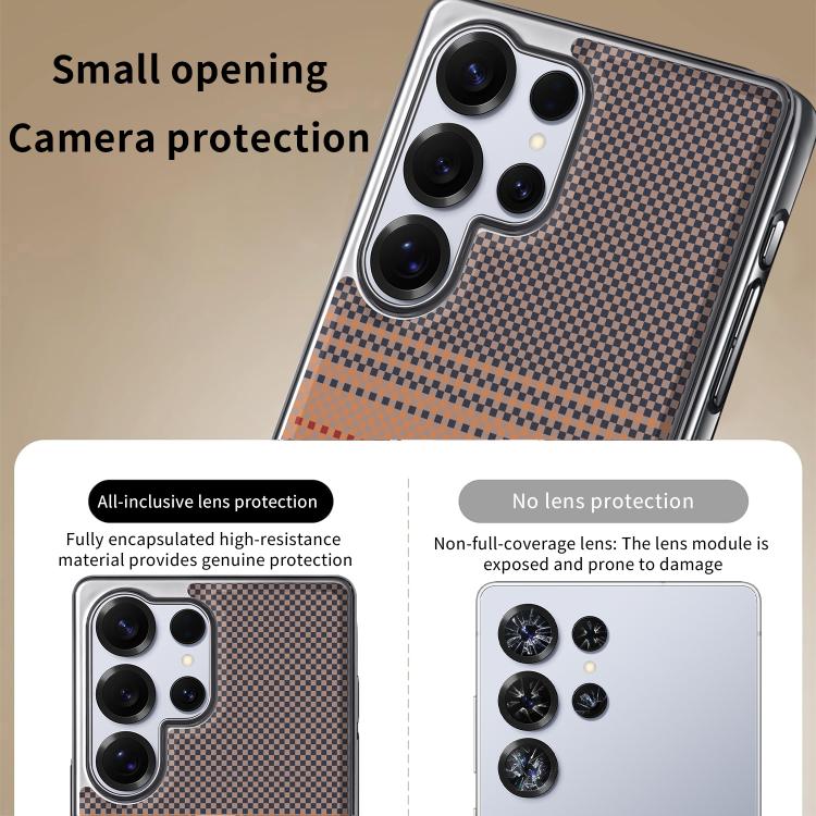 For Samsung Galaxy S25 Ultra 5G Palida Electroplated Kevlar Texture Shockproof Phone Case