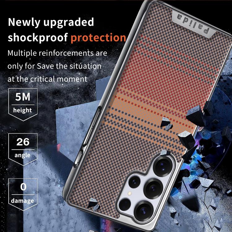 For Samsung Galaxy S25 5G Palida Electroplated Kevlar Texture Shockproof Phone Case