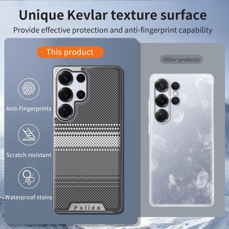 For Samsung Galaxy S24 Ultra 5G Palida Electroplated Kevlar Texture Shockproof Phone Case