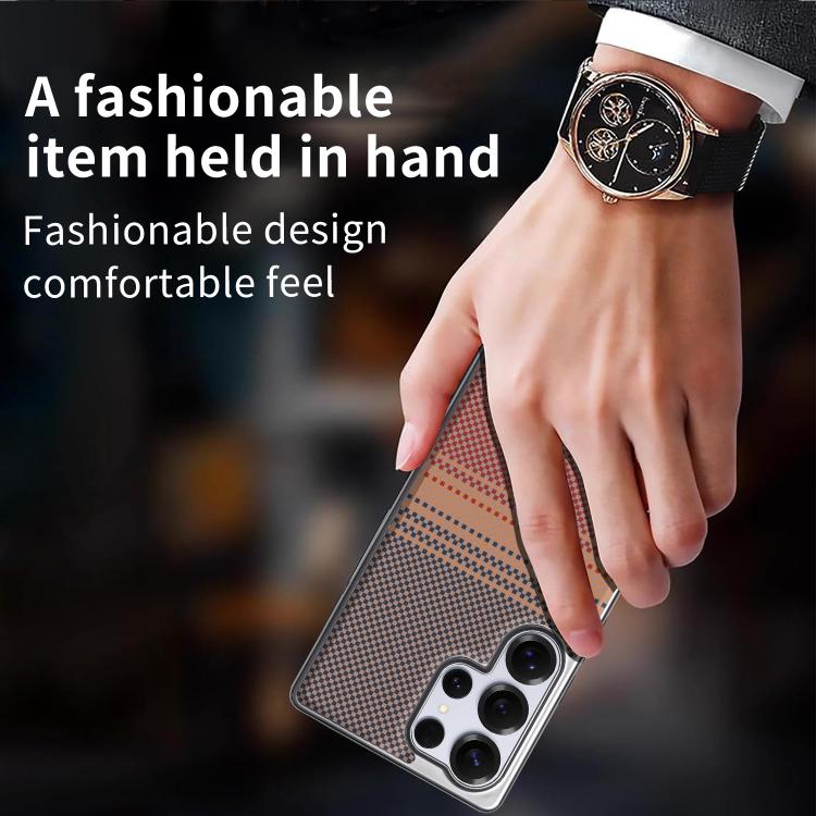 For Samsung Galaxy S25 Ultra 5G Palida Electroplated Kevlar Texture Shockproof Phone Case
