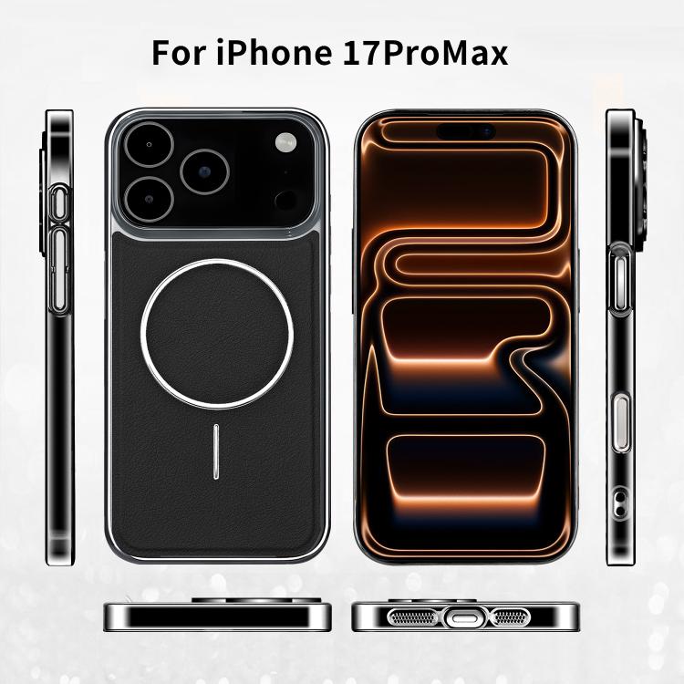 For iPhone 14 Plus Electroplated Frame Vegan Leather Magnetic Shockproof Phone Case