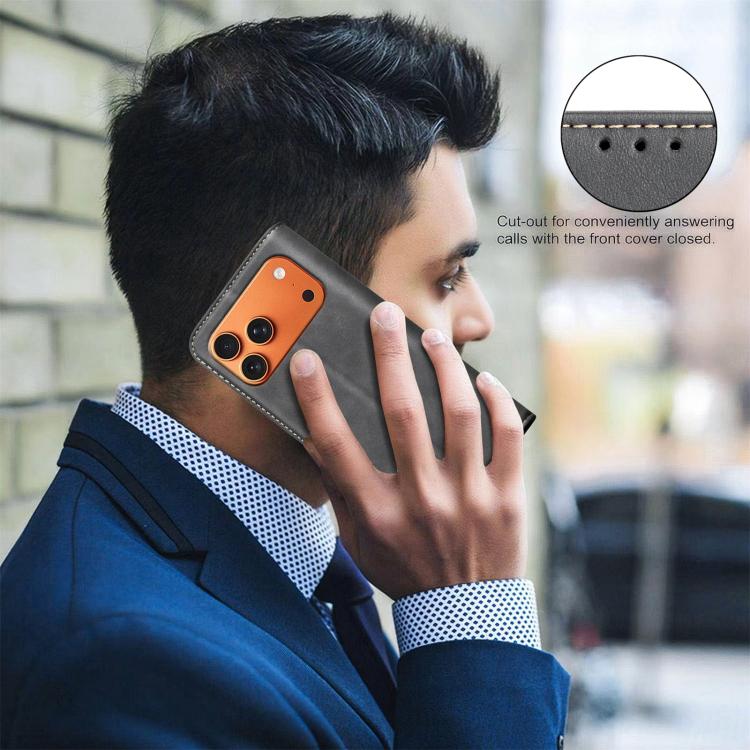 For iPhone 17 Pro BINFEN COLOR Calfskin Texture Magnetic RFID Vegan Leather Phone Case