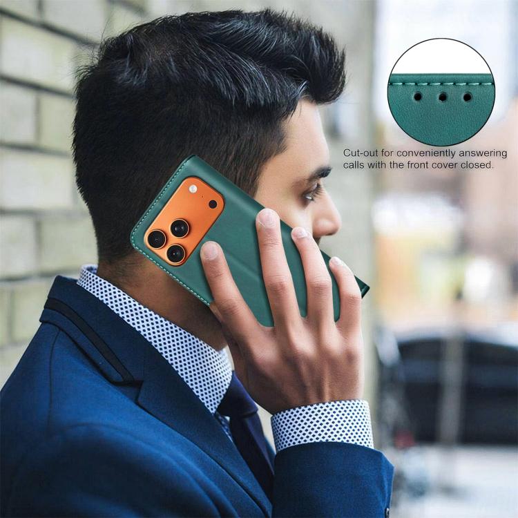 For iPhone 17 Pro BINFEN COLOR Calfskin Texture Magnetic RFID Vegan Leather Phone Case