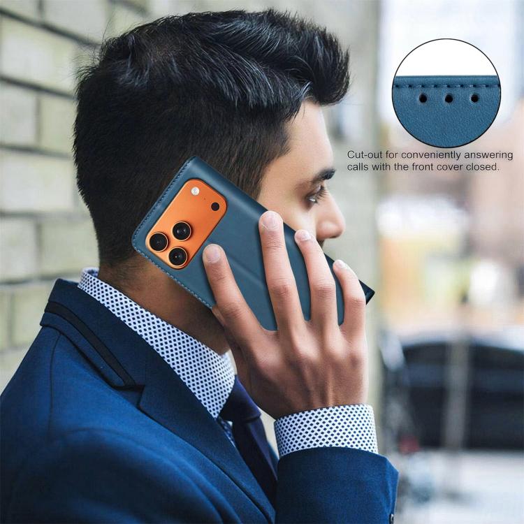 For iPhone 17 Pro BINFEN COLOR Calfskin Texture Magnetic RFID Vegan Leather Phone Case