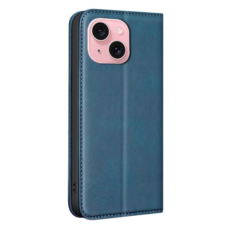 For iPhone 15 BINFEN COLOR Calfskin Texture Magnetic RFID Vegan Leather Phone Case