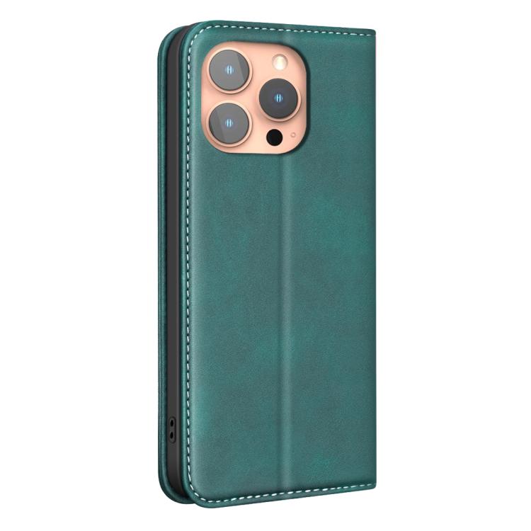 For iPhone 13 Pro BINFEN COLOR Calfskin Texture Magnetic RFID Vegan Leather Phone Case