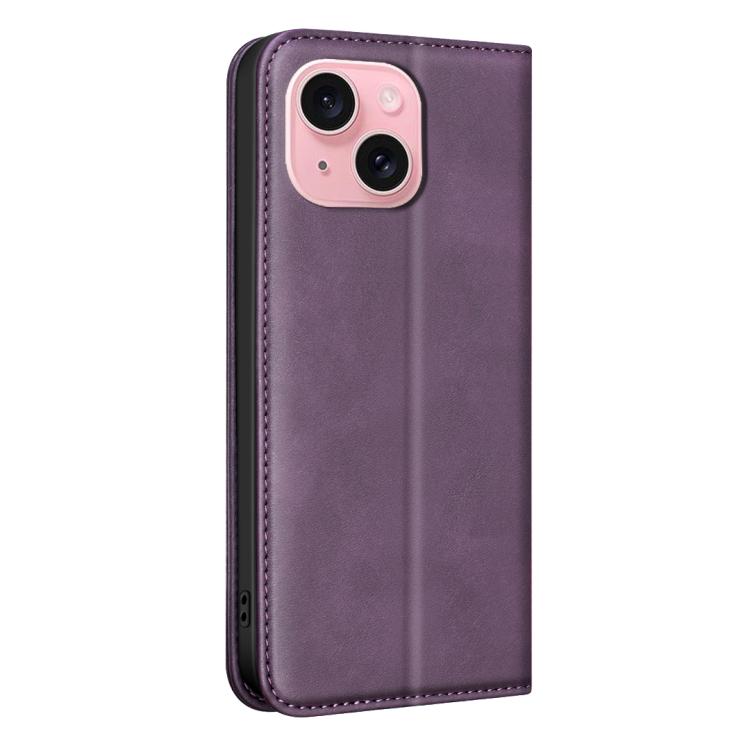 For iPhone 13 / 14 BINFEN COLOR Calfskin Texture Magnetic RFID Vegan Leather Phone Case