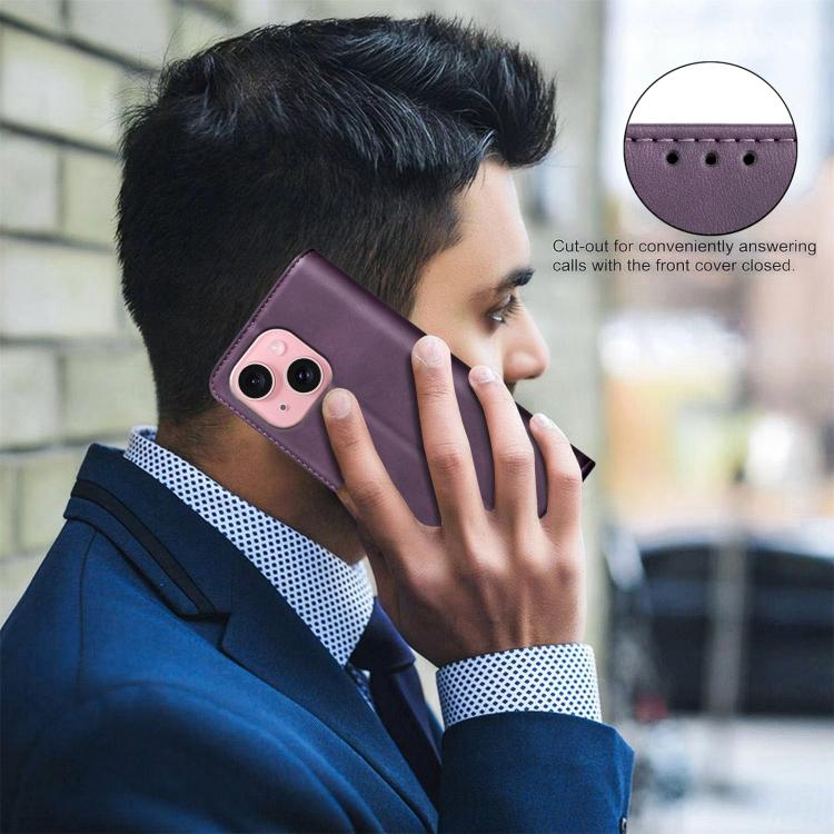 For iPhone 13 / 14 BINFEN COLOR Calfskin Texture Magnetic RFID Vegan Leather Phone Case