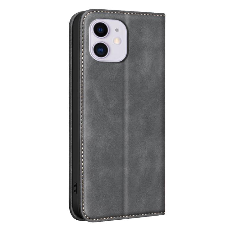 For iPhone 12 / 12 Pro BINFEN COLOR Calfskin Texture Magnetic RFID Vegan Leather Phone Case