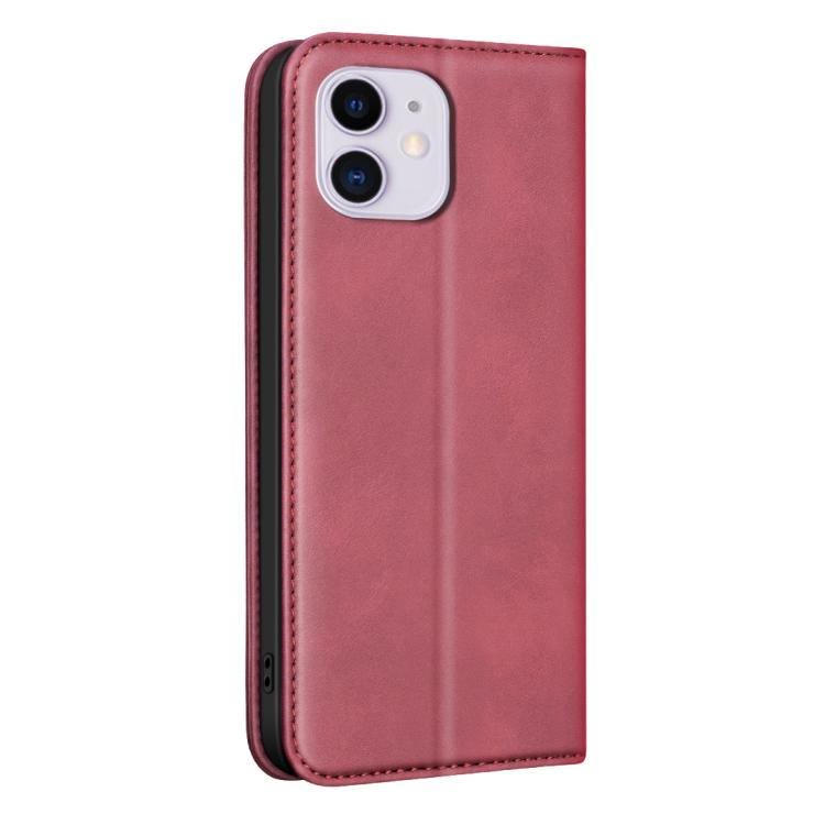 For iPhone 12 / 12 Pro BINFEN COLOR Calfskin Texture Magnetic RFID Vegan Leather Phone Case