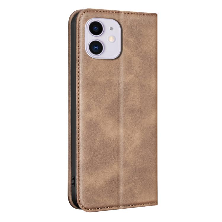 For iPhone 12 / 12 Pro BINFEN COLOR Calfskin Texture Magnetic RFID Vegan Leather Phone Case