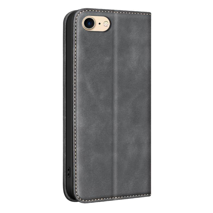 For iPhone 8 / 6 / 7 BINFEN COLOR Calfskin Texture Magnetic RFID Vegan Leather Phone Case