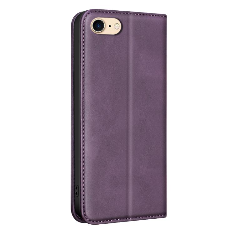For iPhone 8 / 6 / 7 BINFEN COLOR Calfskin Texture Magnetic RFID Vegan Leather Phone Case