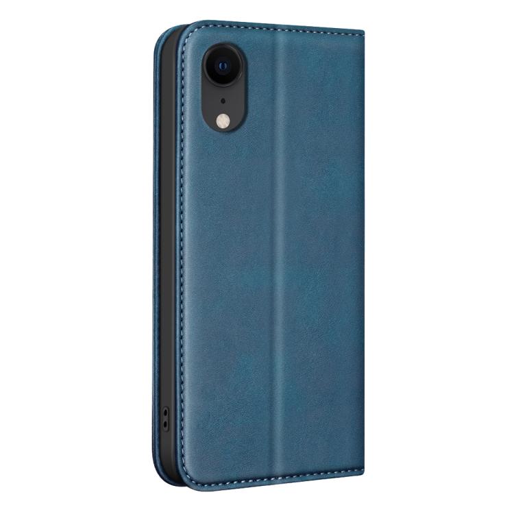 For iPhone XR BINFEN COLOR Calfskin Texture Magnetic RFID Vegan Leather Phone Case