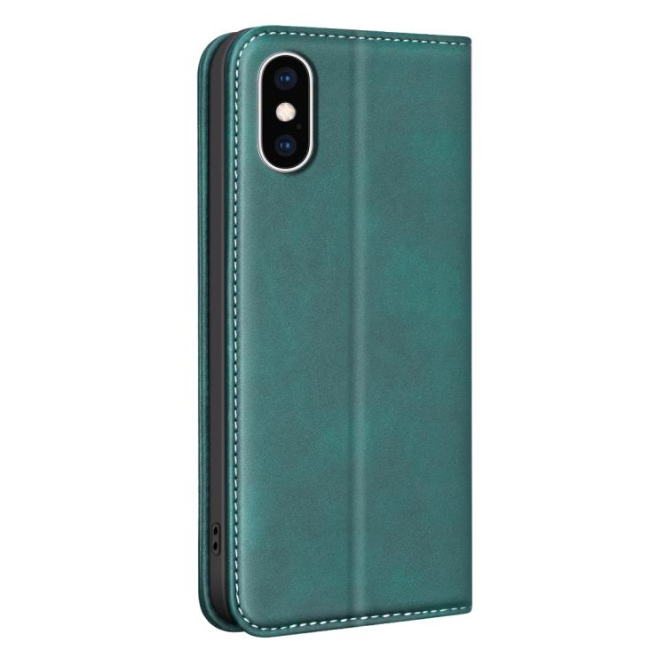 For iPhone XS Max BINFEN COLOR Calfskin Texture Magnetic RFID Vegan Leather Phone Case