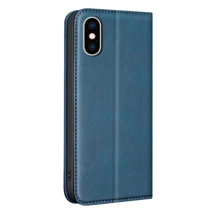 For iPhone XS Max BINFEN COLOR Calfskin Texture Magnetic RFID Vegan Leather Phone Case