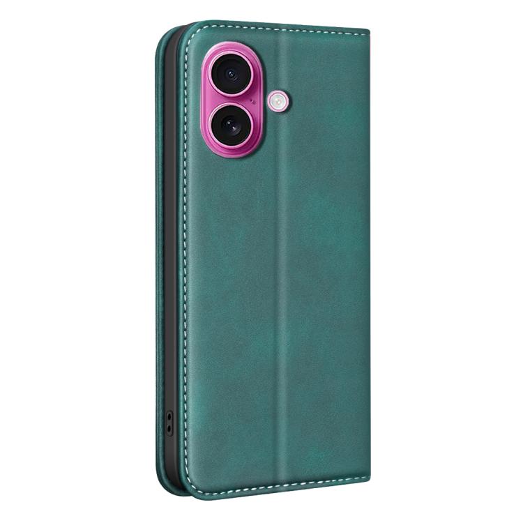 For iPhone 16 Plus BINFEN COLOR Calfskin Texture Magnetic RFID Vegan Leather Phone Case