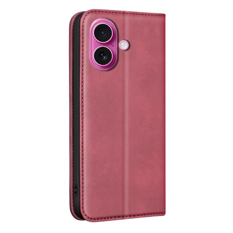 For iPhone 16 Plus BINFEN COLOR Calfskin Texture Magnetic RFID Vegan Leather Phone Case
